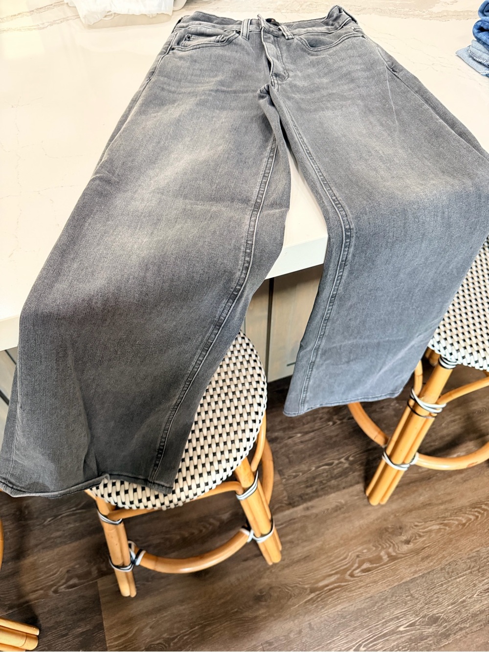 Quince Wide Leg Gray Jeans - Faded Charcoal Finish 25X30